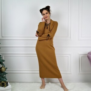 woolen maxi dress for ladies Amazon.com: NIKDUCK Women Knitted Long Sleeve Maxi Dress Crochet Slim Fit Hollow Out Midi Dress Warm Party Club Woolen Long Dress (#1-Apricot, S) : Clothing, Shoes & Jewelry