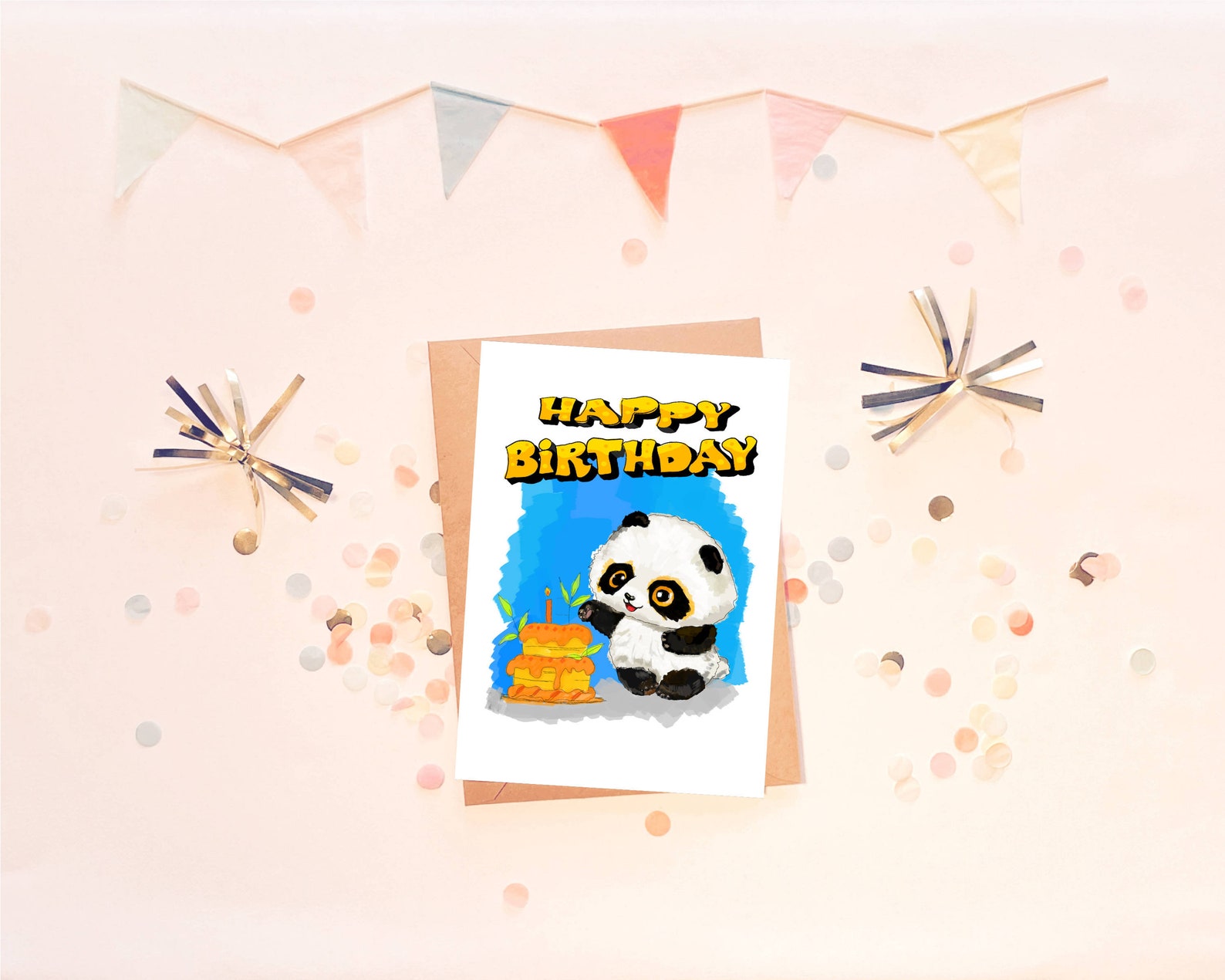 PRINTABLE Birthday Card with Panda I Happy Birthday Greeting | Etsy
