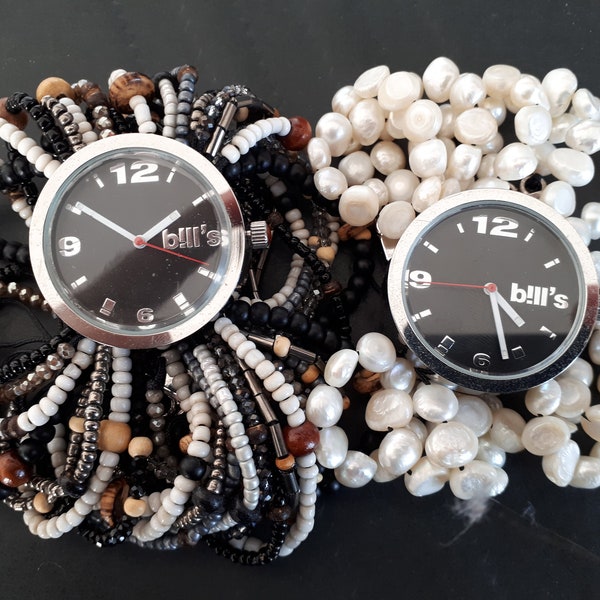 Montre manchette tendance perles miyuki et perles de verre