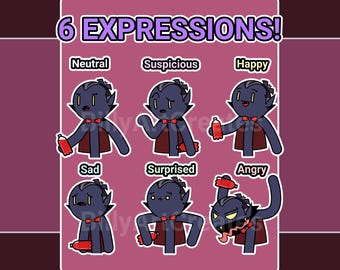 PNGtuber - Halloween - Vampire | Vtuber | Stream - Twitch - Youtube - TikTok - Kick | Ready to Use | 6 Unique Expressions | 7 Colors