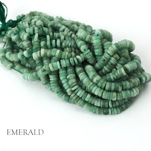 5-6 mm Tyre Beads Emerald Gemstone Heishi Beads, 16 Inch Long Tyre Wholesale Beads Jewelry, Smooth Tyre Shape Heishi Finding Beads BT-39
