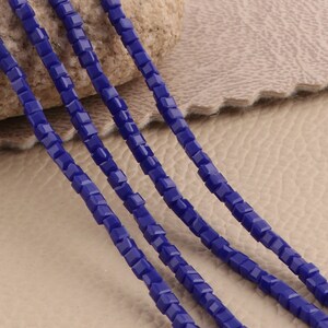 Blue Chalcedony Hydro Beads, Long Strand For Making Jewelry, Square Shape Beads, Ink Blue Chalcedony Stone, Handmade Beads Making. CL-140