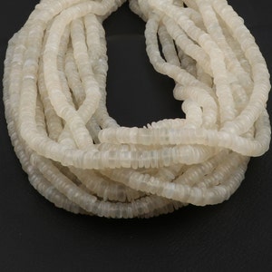 5-6 mm natürlicher Mondstein-Reifenstrang, glatt polierte lose Edelsteinperlen, Radform-Heishi-Perlen, DIY-Halsketten-Großhandelsschmuck. CL-241