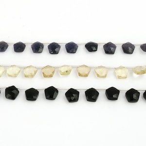 Beautifull Natural Blue Sapphire, Black Onyx Faceted Beads, Hexagon Beads Strand Necklaces, Silver Wire Wrapped Finding Jewelry Supply. 2544