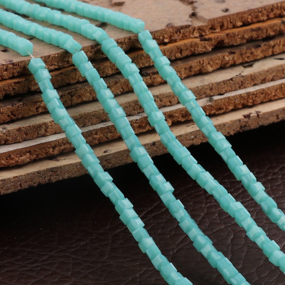 Aqua Chalcedony Hydro Beads Making Jewelry Square Shape Long Etsy