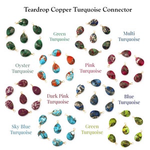 Natural Mohave Copper Turquoise Gemstone Connectors, Wire Wrapped Charms, Single Bail Teardrop Handcraft Connector, DIY Pendant Charm. 2067
