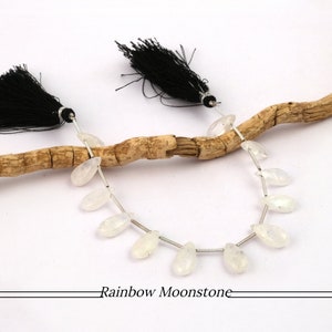 Natural Rainbow Moonstone Strands Beads, 7X15 MM Teardrop Beads Loos Gemstone Findings, Beaded Strands Necklace, Making Jewelry Supply. 2573