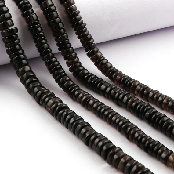 Smoky topaz Plain tyre beads Smoky topaz Plain tyre beads