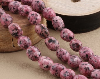 Bead Supplies Size 14x10mm - Oval Barrel Pink /& Gray Rhodonite Jewelry Supplies 12 Pieces Geuine Gemstones R Natural
