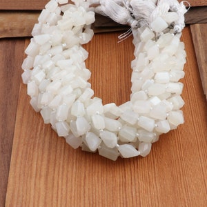 Natural White Moonstone Beads, Nugget Shape Moonstone, 13 Inches Beaded Strand, Wholesale Price For Necklace Making Beads Supply. CL-195