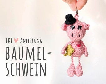 PDF Crochet Instructions Dangle Pig // German // Instructions // Crochet // Keychain // Lucky Pig