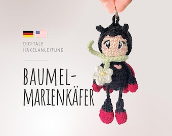 PDF Crochet Pattern Ladybug - Dangling Ladybug, Crochet Ladybug, Crochet Keychain as a Gift Idea, Anise Heart Pieces