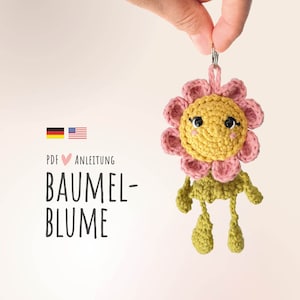 PDF crochet instructions dangling flower // German // instructions // crochet // keychain
