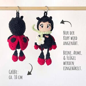 Patrón de ganchillo en PDF de mariquita - Mariquita colgante, Mariquita de ganchillo, Llavero de ganchillo como idea de regalo, Piezas de corazón de anís imagen 3