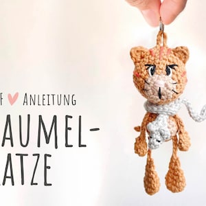 PDF crochet instructions dangling cat // German // instructions // cat // crochet // keychain