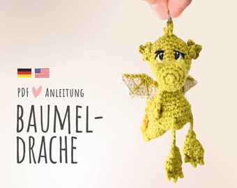 PDF Instructions au crochet Dangle Dragon // Allemand // ANGLAIS // Instructions // Dragon // Crochet // Porte-clés