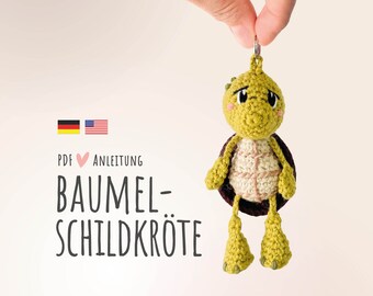 PDF crochet instructions dangling turtle // German // ENGLISH // Instructions // Turtle // crochet // Keychain