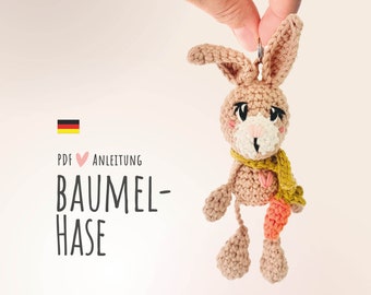 PDF Häkelanleitung Baumelhase // DEUTSCH // Anleitung // Hase // häkeln // Schlüsselanhänger