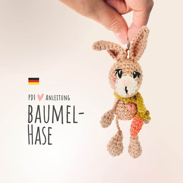 PDF crochet instructions for dangling bunny // German // instructions // bunny // crochet // keychain