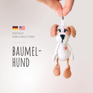 Modèle de crochet pour chien (PDF) - Chien suspendu, Chien au crochet, Porte-clés au crochet comme idée cadeau, Pièces de cœur anis, Bande suspendue