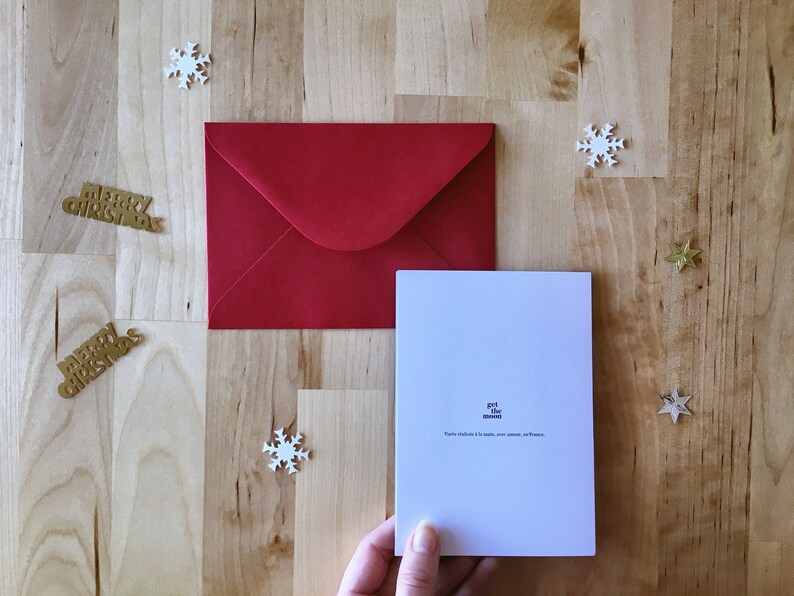 Carte de Noël Botte de Noël sur la cheminée, carte double, papeterie Merry Christmas Joyeux Noël, fait main avec amour image 5