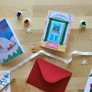 Carte de Noël Botte de Noël sur la cheminée, carte double, papeterie Merry Christmas Joyeux Noël, fait main avec amour image 4