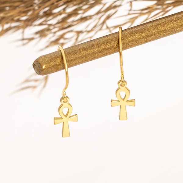 The Ankh Earring - Mother's Day Gift - Ancient Symbol Dangle Earring - Key of Life Earring - Egyptian Ankh Jewelry - Ankh Jewelry