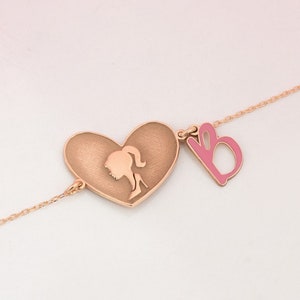 Pulsera inicial - Regalo del día de la madre - Pulsera con letra Barbara - Pulsera con retrato de Barbara - Pulsera con letras esmaltadas personalizadas