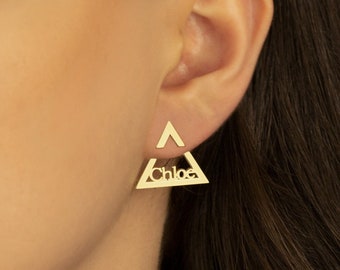 Boucles d'oreilles nom veste - cadeau fête des mères - boucle d'oreille triangle - veste d'oreille délicate - boucles d'oreilles géométriques - boucle d'oreille personnalisée - cadeau pour elle