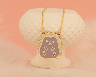 Adorable Tiny Hedgehog Necklace - Christmas Gift - Cute Porcupine Pendant - Hedgehog Enamel Necklace - Animal Jewelry - Gift for Her