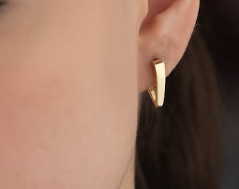 V Shaped Hoop Earrings - Mother's Day Gift - Dainty Geometric Earrings - Minimalist Hoop Earrings - Earring For Women - Gift for Her