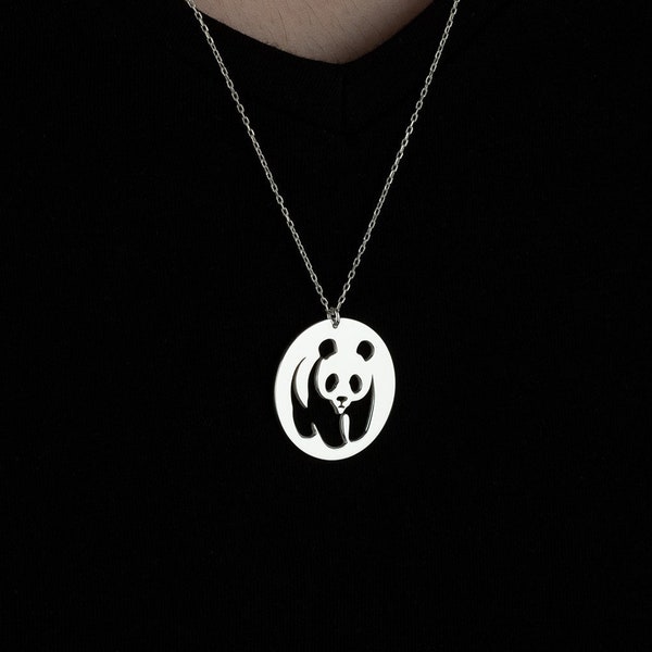 Collier silhouette panda - cadeau Saint Valentin - bijoux asiatiques - bijoux animaux disparus - collier à breloques panda - cadeau pour lui