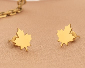 Canadian Maple Leaf Earrings - Mother's Day Gift - Autumn Leaf Jewelry - Leaf Earring - Autumn Fall Stud - Canadian Jewelry