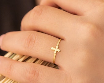 Tiny Cross Ring - Mother's Day Gift - Dainty Cross Ring - Faith Ring - Baptism Gift - Religious Gift - Christian Jewelry - Christian Gift