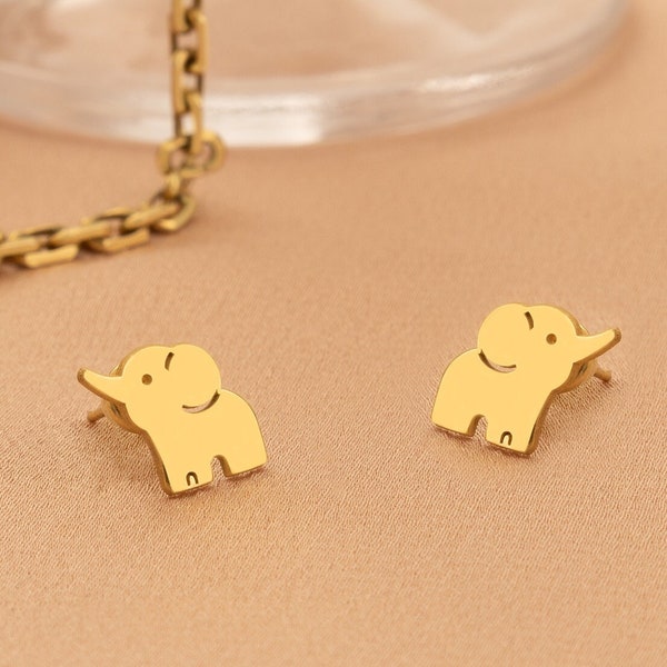 Boucles d'oreilles bébé éléphant - Cadeau pour la fête des Mères - Puces d'oreilles éléphant - Boucles d'oreilles éléphant mignonnes - Boucles d'oreilles délicates - Bijoux animaux - Cadeau pour enfant