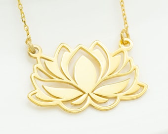 Collar de flor de loto de oro - Regalo del Día de la Madre - Collar de yoga de plata - Collar de meditaciones - Flor de loto - Collares para mujeres