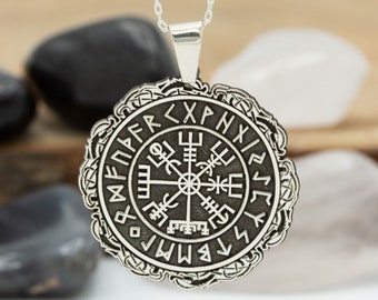 Amuleto personalizado de los vikingos nórdicos - Regalo del Día de la Madre - Nombre personalizado Encanto de runa nórdica - Collar de runas Vegvisir - Collar del alfabeto vikingo