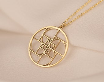 Golden Ratio Necklace - Mother's Day Gift - Fibonacci Necklace - Geometric Necklace - Sacred Geometry Necklace - Math Jewelry - Spiral Gift