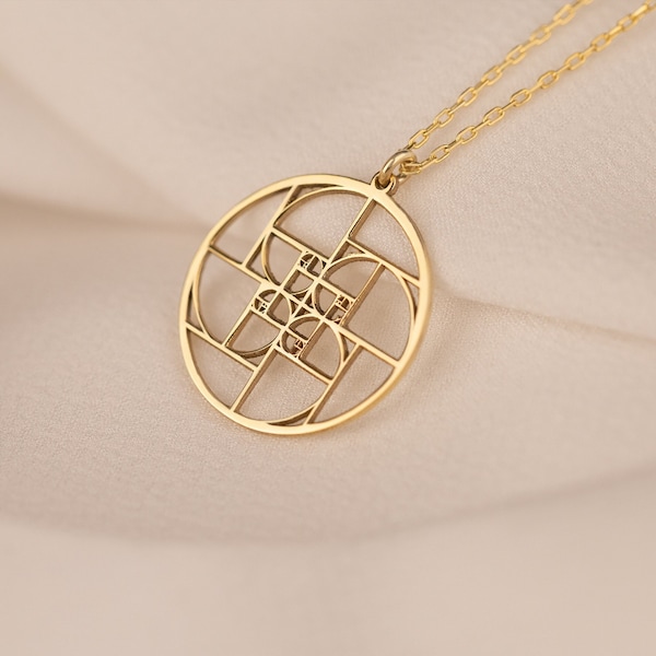 Golden Ratio Necklace - Mother's Day Gift - Fibonacci Necklace - Geometric Necklace - Sacred Geometry Necklace - Math Jewelry - Spiral Gift