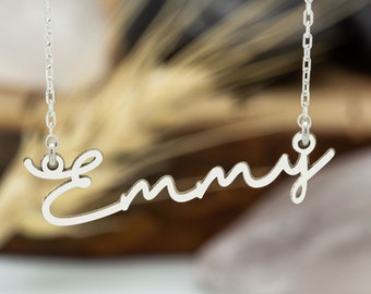 Cursive Name Necklace Sterling - Mother's Day Gift - Minimalist Name Necklace - Personal Signature Name Necklace 18K Rose