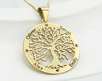 Tree of Life Necklace - Mother's Day Gift - Family Name Necklace - Family Tree - Personalized Baby Name Necklace - Gift for Her