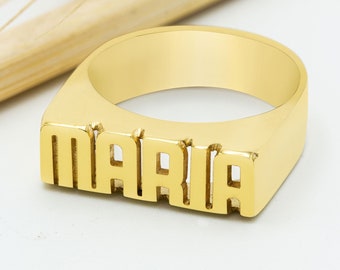 Anillo de bloque de nombre personalizado - Regalo del Día de la Madre - Anillo personalizado de nombre de bloque - Anillo personalizado - Anillo de nombre - Anillo de oro de iniciales personalizadas