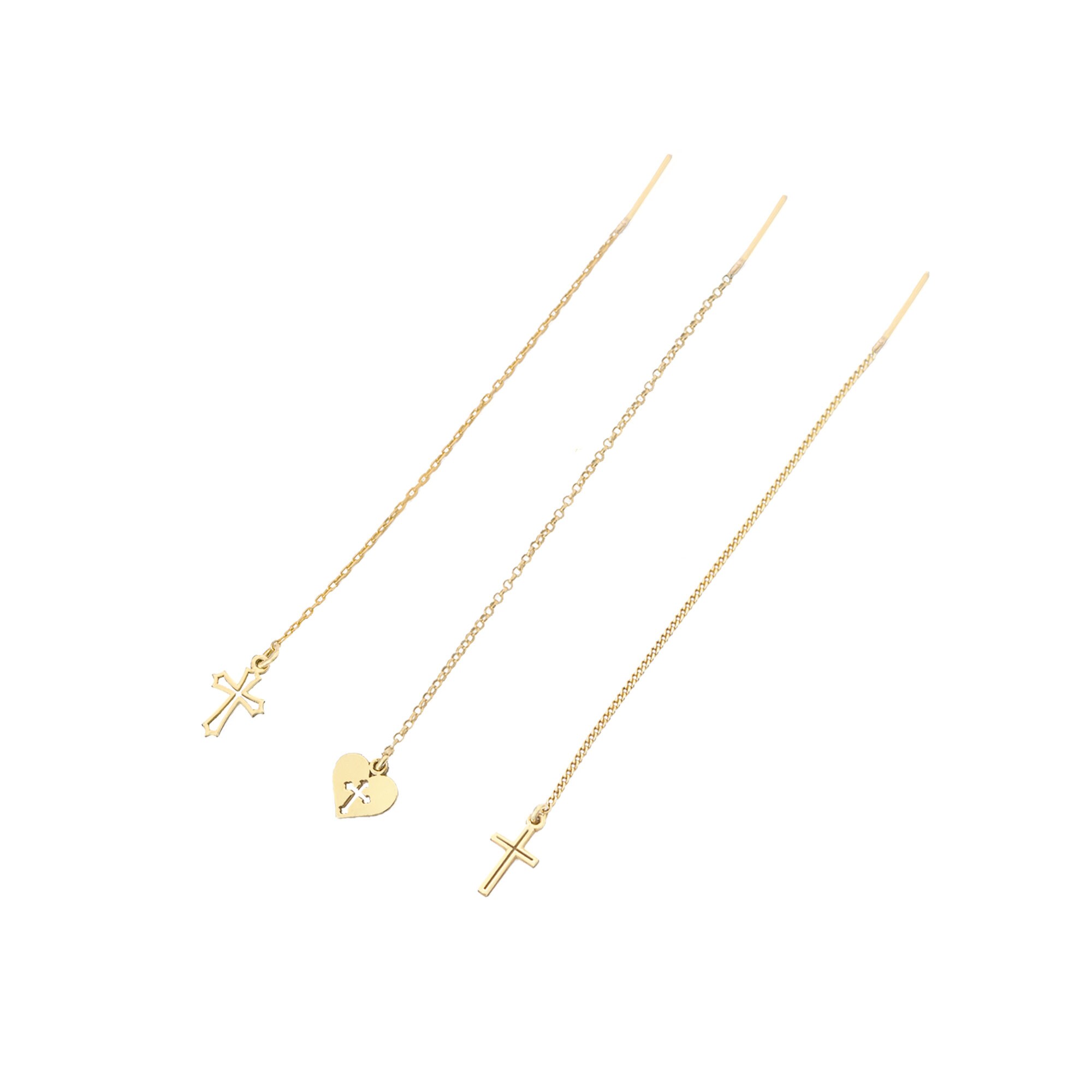 Threader Cross Earring - Mother&#39;s Day Gift - Tiny Cross Threader Earrings - Minimalist Earrings - Cross Dangle Earrings - Christian Gift