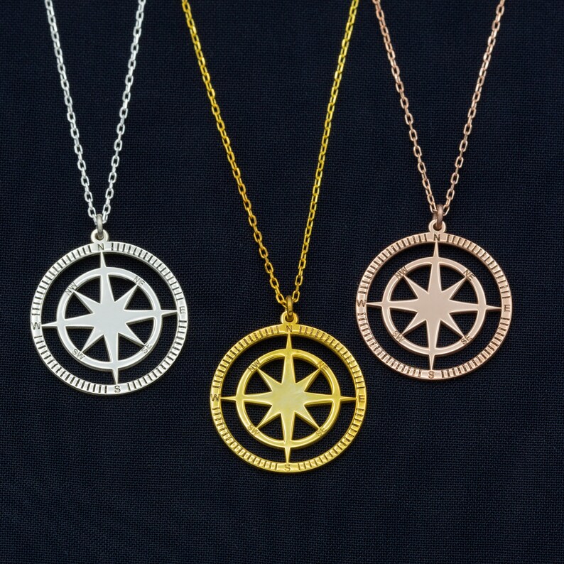 Compass Necklace 925 Sterling Silver Necklace Symbol Etsy