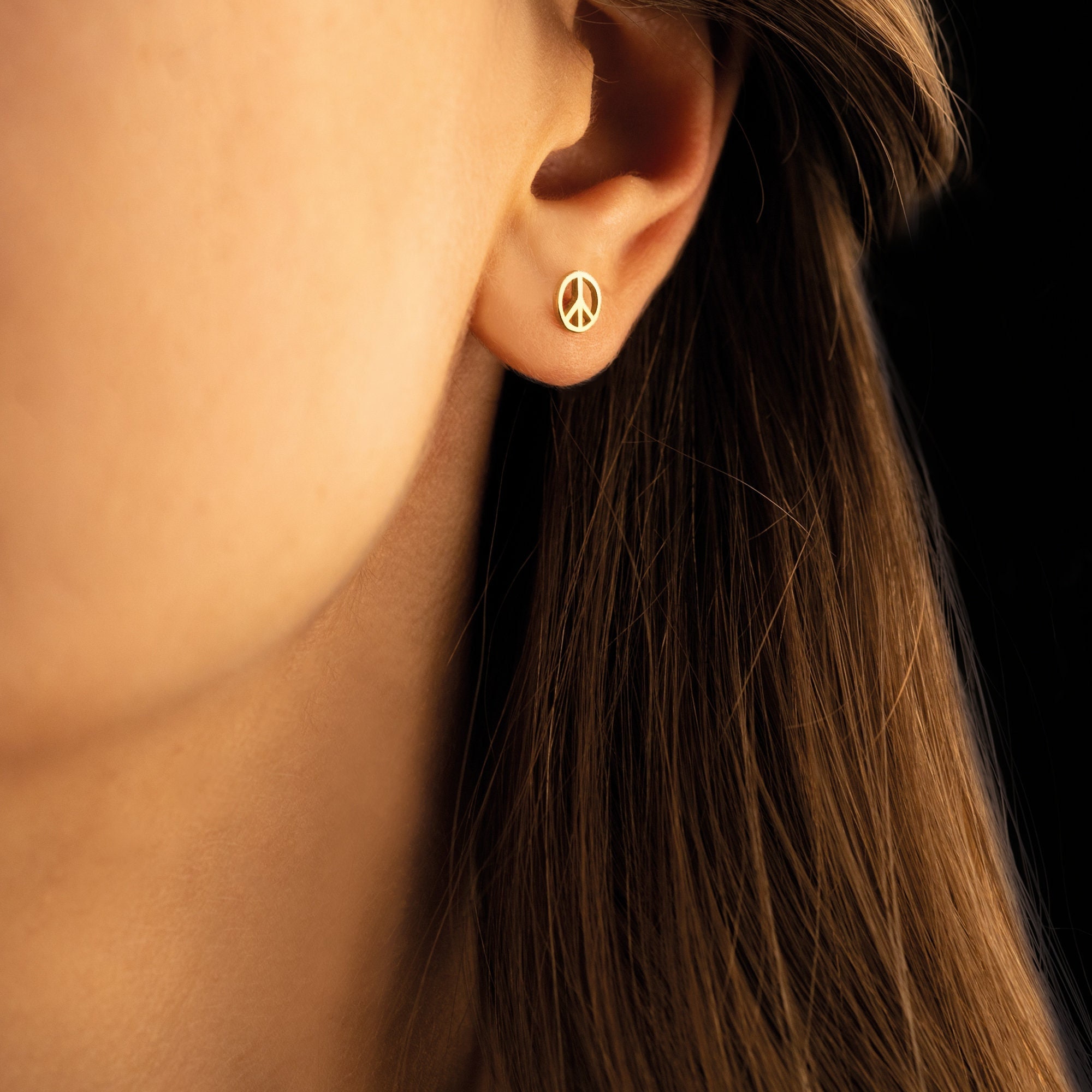 Gold Peace Earrings - Etsy