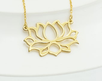 Collar de flor de loto - Regalo del Día de la Madre - Colgante de flor de loto - Joyería de yoga - Collar de renacimiento - Collar de flor de vida
