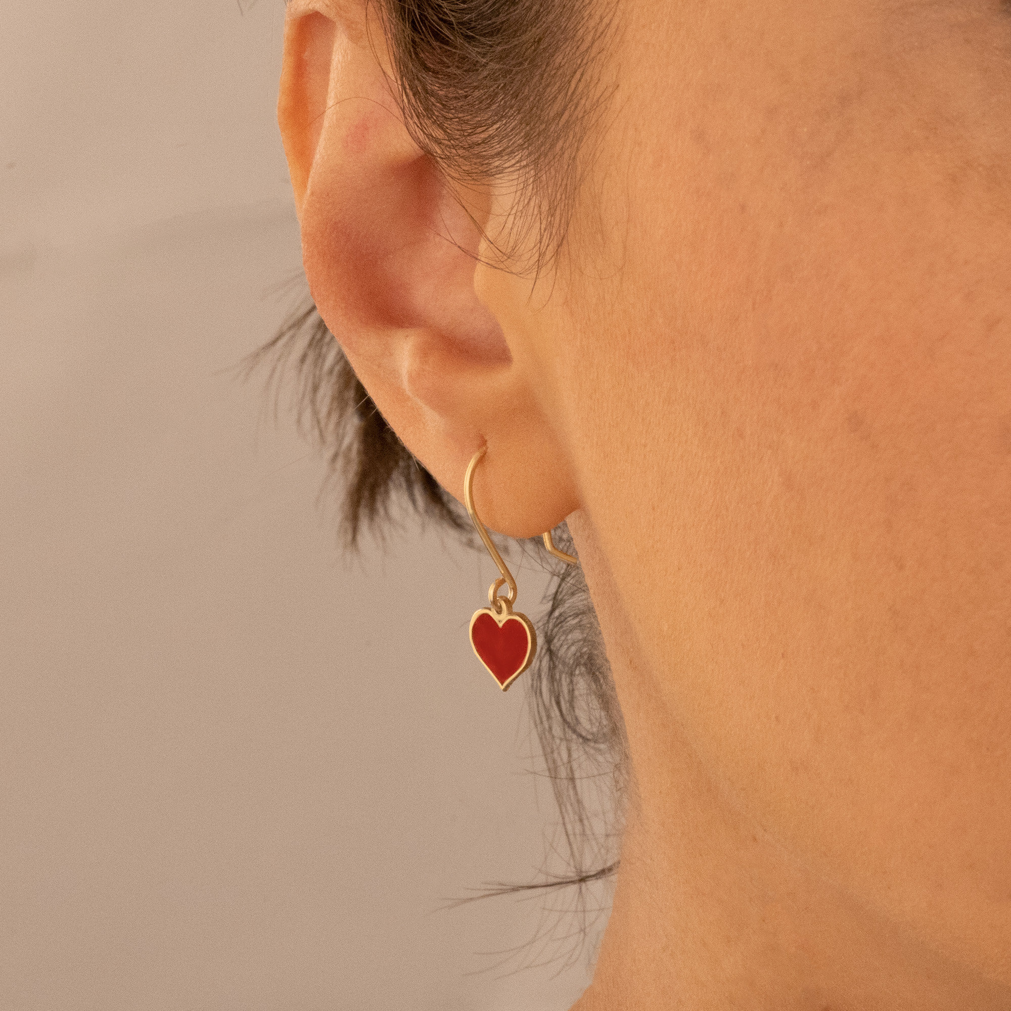 Red Heart Earring - Mother&#39;s Day Gift - Enamel Heart Earrings - Love Earrings - Minimalist Earring - For Your Love Jewelry - Gift for Her