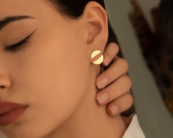 Pendiente de chaqueta de oreja circular - Regalo del Día de la Madre - Pendiente redondo completo - Joyería de tendencia - Joyería moderna - Pendiente geométrico