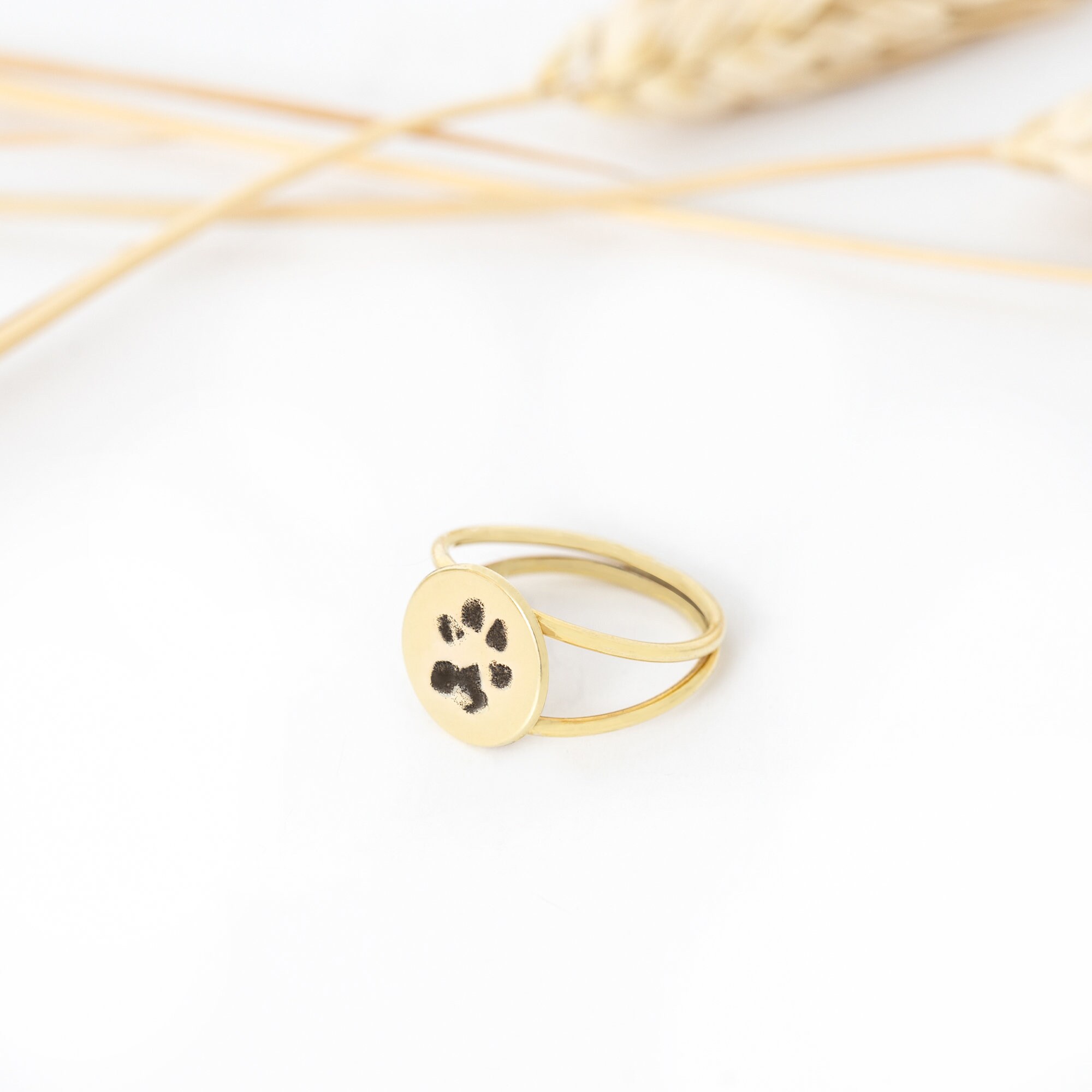 Custom Initials Letter Rings, Custom Paw Print Ring, Personalized Gift, Birthday Gift