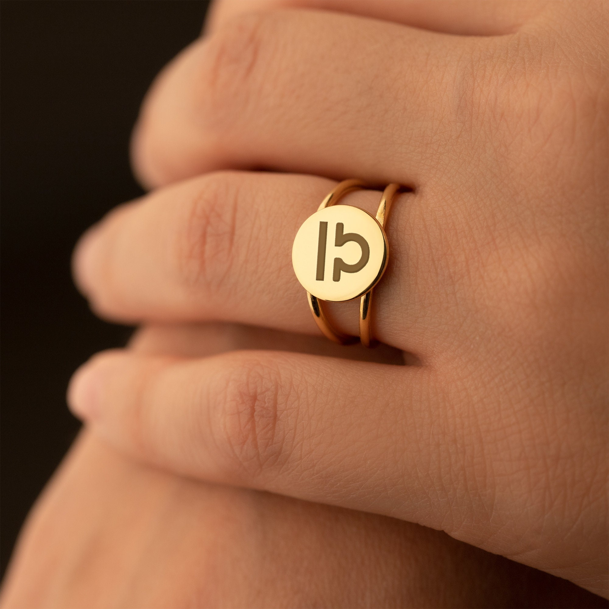 Custom Initials Letter Rings, Custom Paw Print Ring, Personalized Gift, Birthday Gift